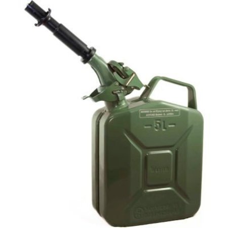 SWISS LINK/STORMTEC USA Wavian Jerry Can w/Spout & Spout Adapter, Green, 5 Liter/1.32 Gallon Capacity - 3016 3016